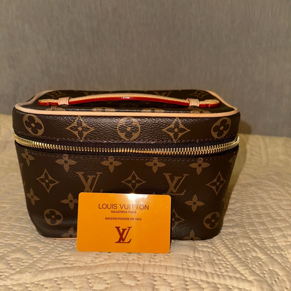 Louis Vuitton Monogram Canvas Travel Vanity Case with Red Trim